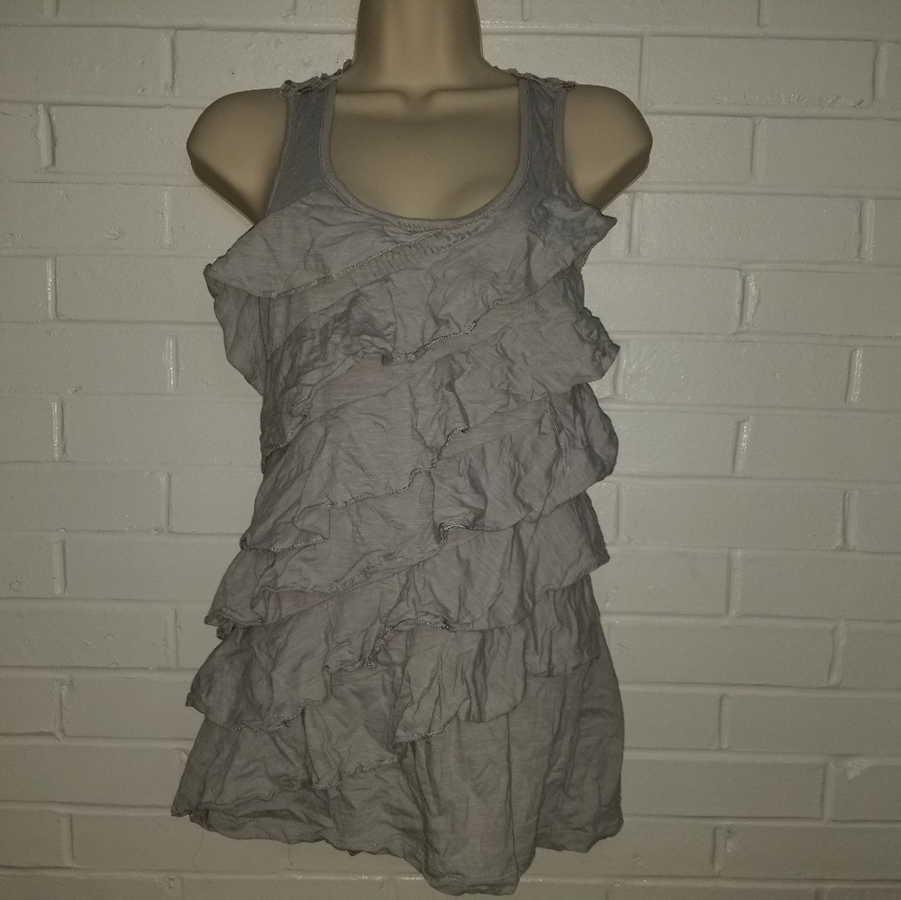 Gray ruffled tank top by eyelash  large juniors